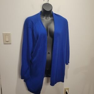 Eileen Fisher Size 3x Blue Linen/cotton Blend Lightweight Cardigan